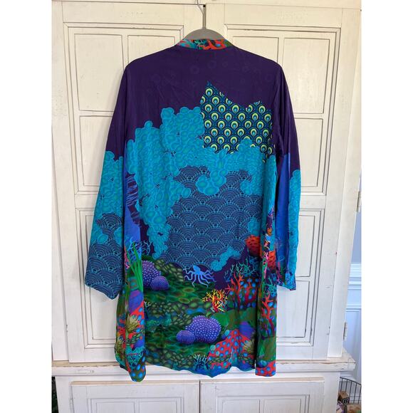 Avani size medium seascape button down tunic blouse top ocean scene - Picture 3 of 5